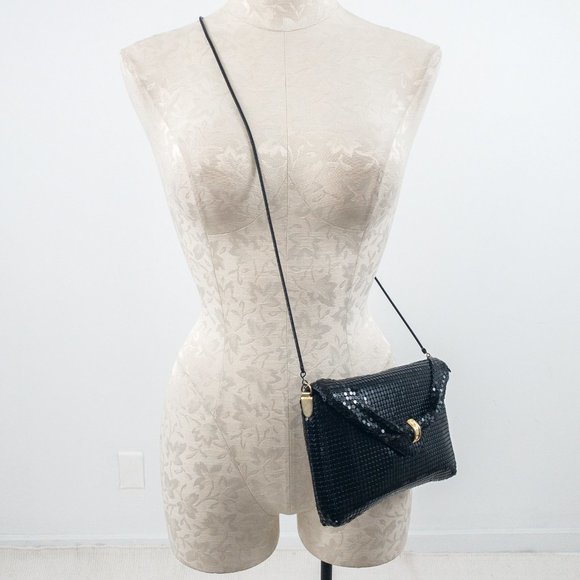 Vintage 70s Chainmail Embellished Purse Black - Picture 11 of 12